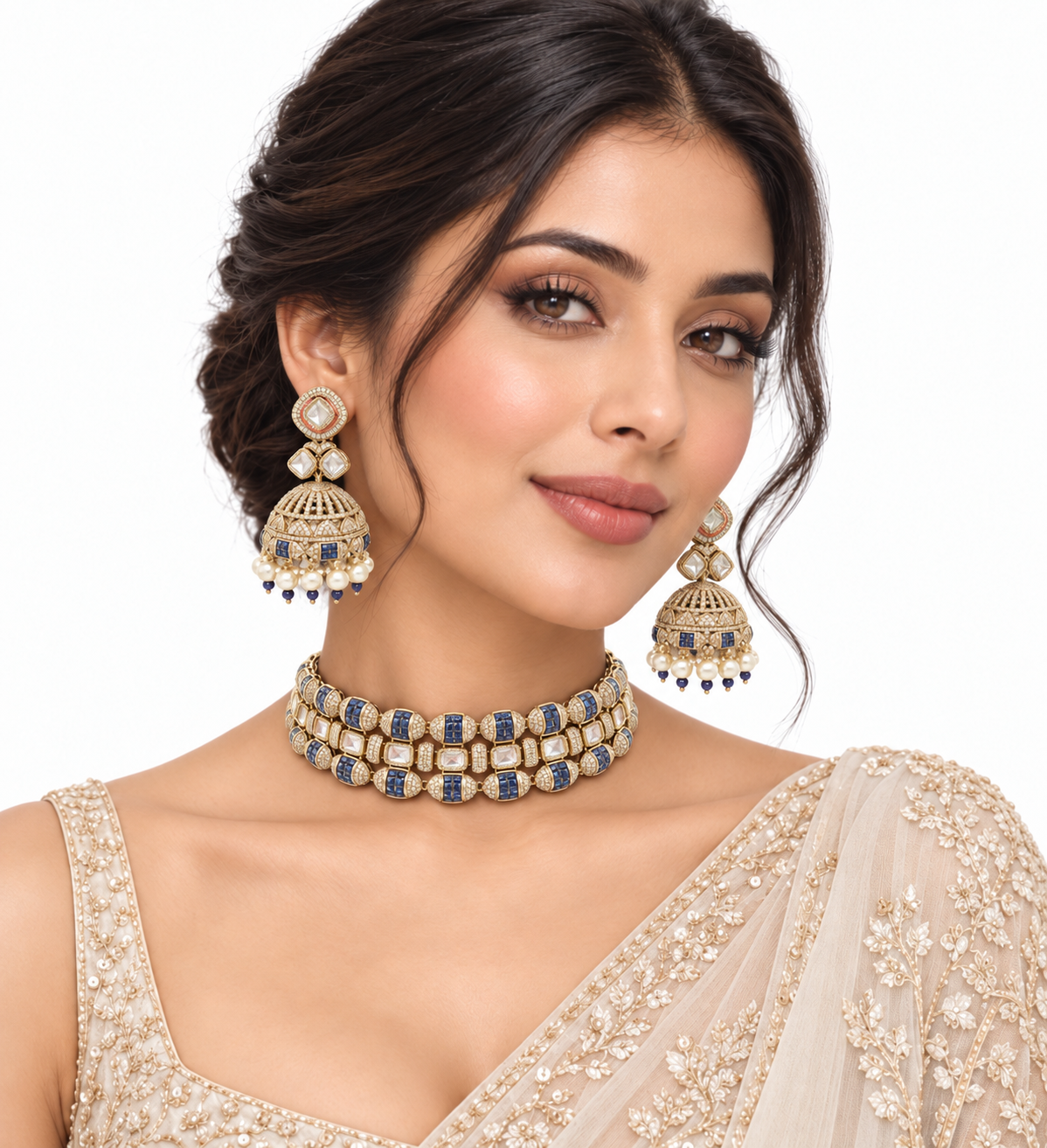 Zareen Grid Jhumki Choker Set