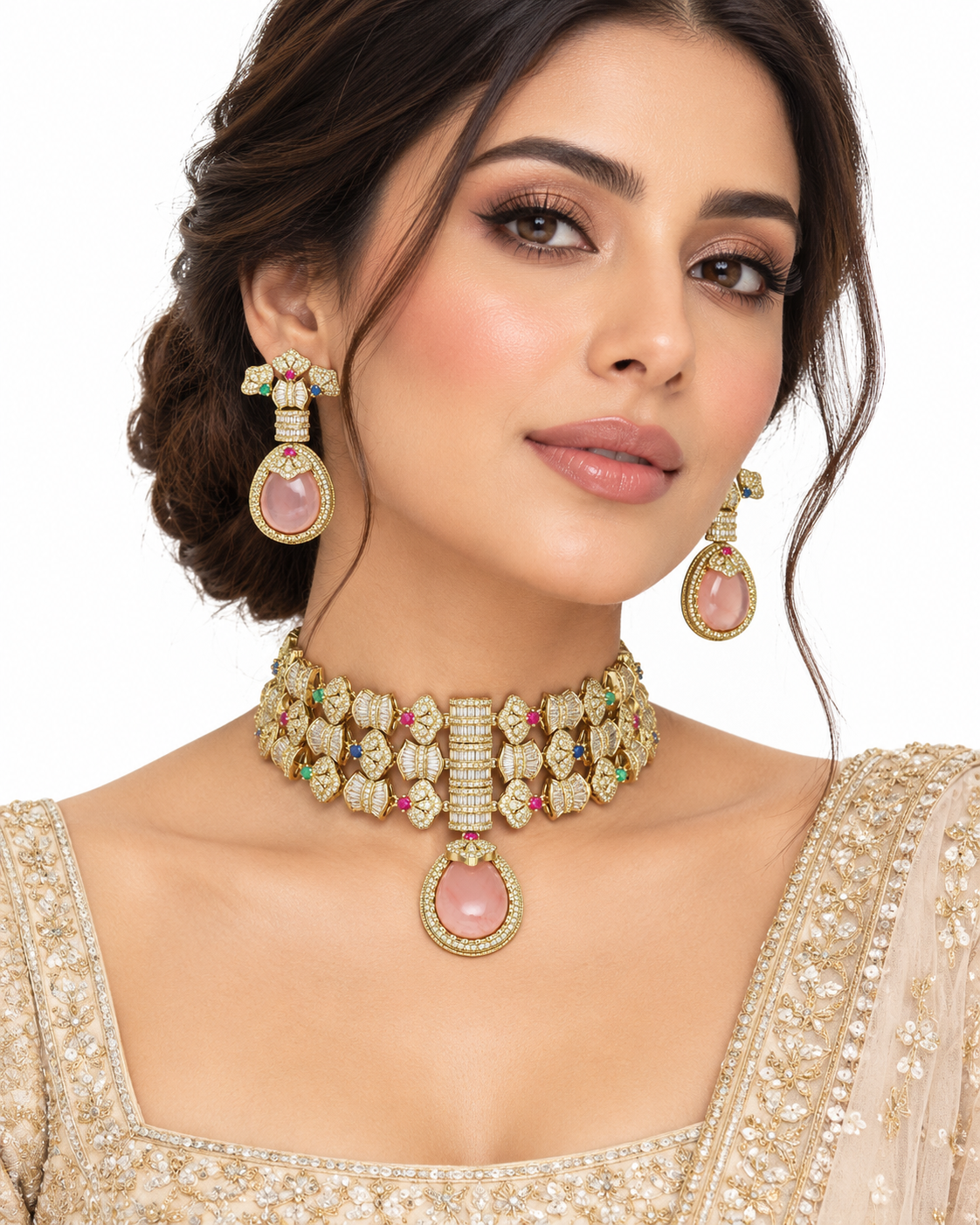 Roshera Blush Teardrop Choker Set