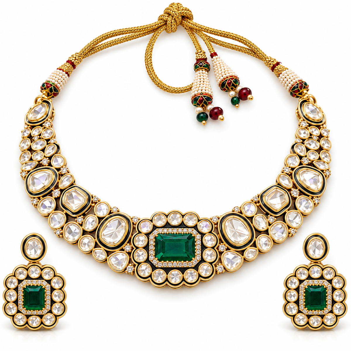 Arohi Emerald Crest Necklace Set