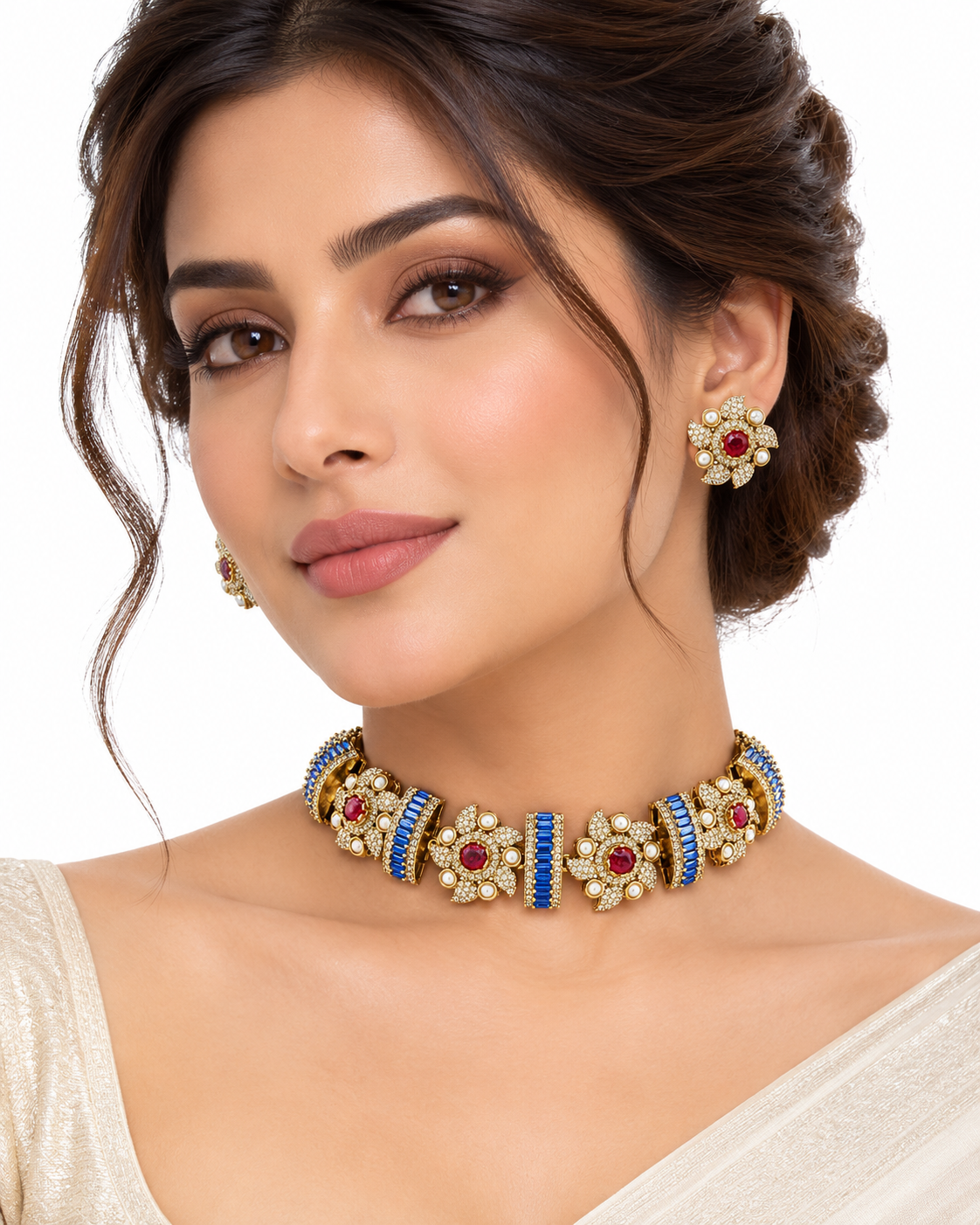 Saanvi Pinwheel Pearl Choker Set