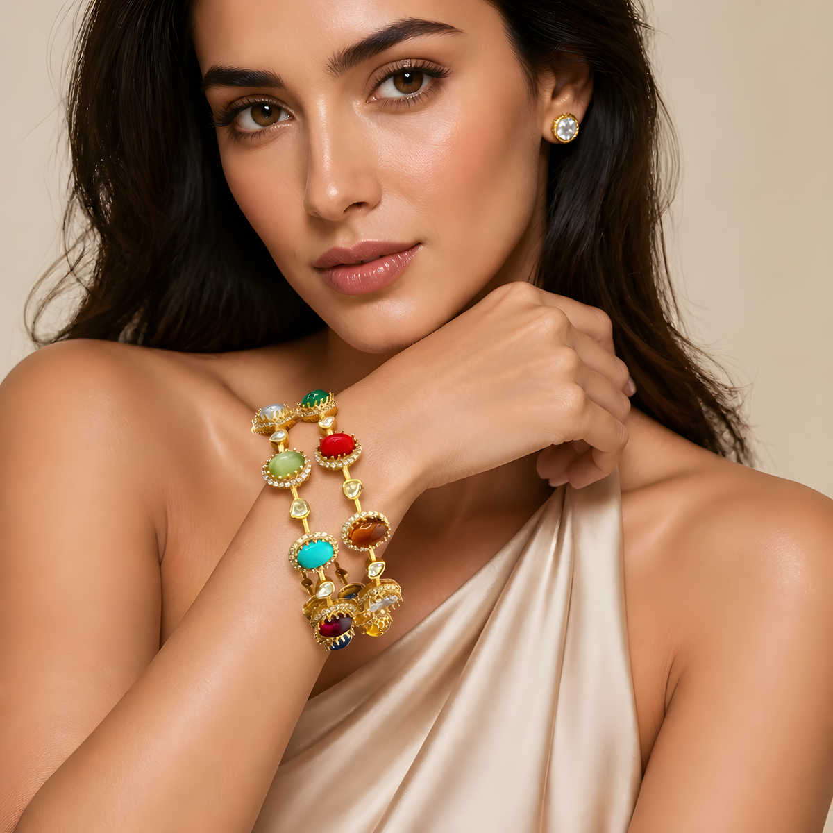 Rangoli Cabochon Bangle Pair
