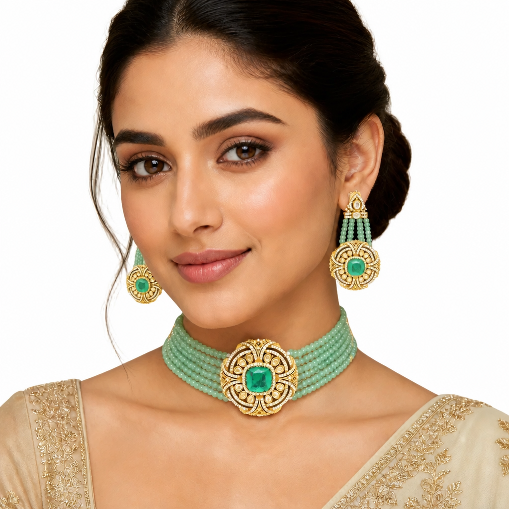 Aarini Mint Medallion Choker Set