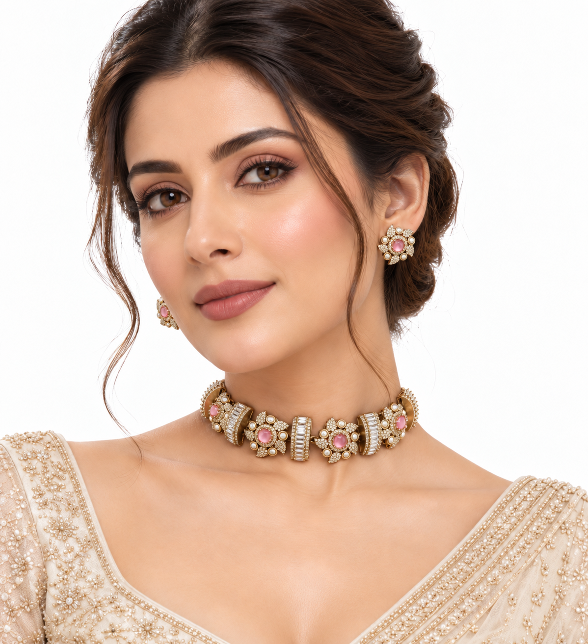 Saanvi Pinwheel Pearl Choker Set