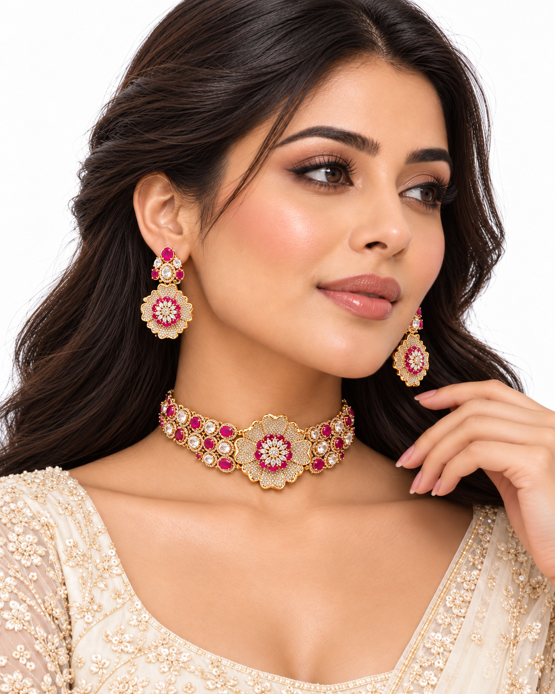 Saleema Floral Halo Choker Set