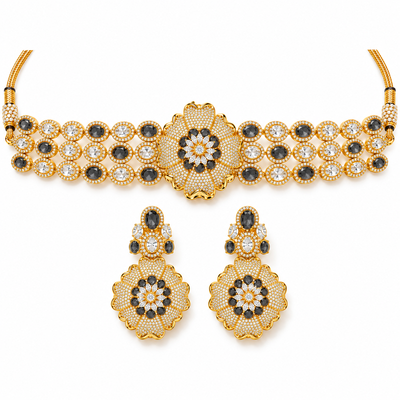 Saleema Floral Halo Choker Set