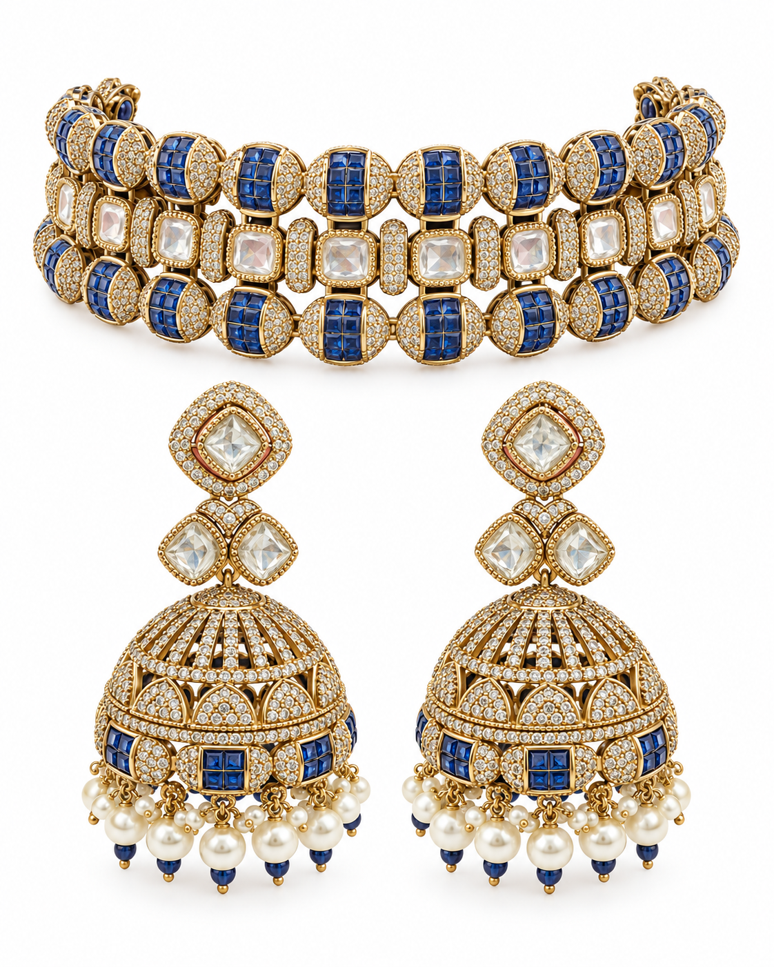 Zareen Grid Jhumki Choker Set