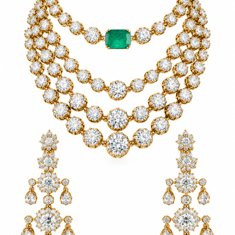Isha Triple-Strand Statement Necklace Set