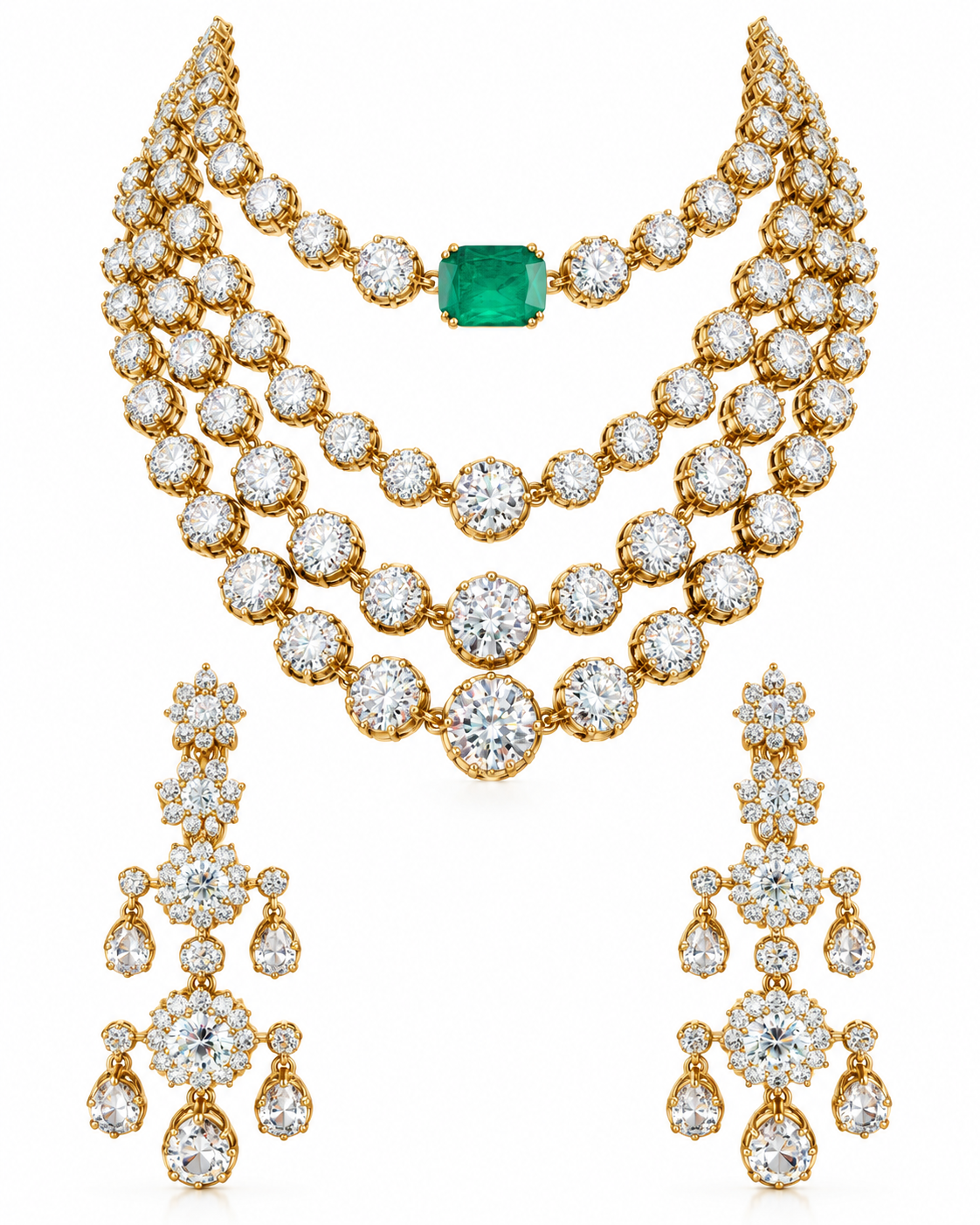 Isha Triple-Strand Statement Necklace Set
