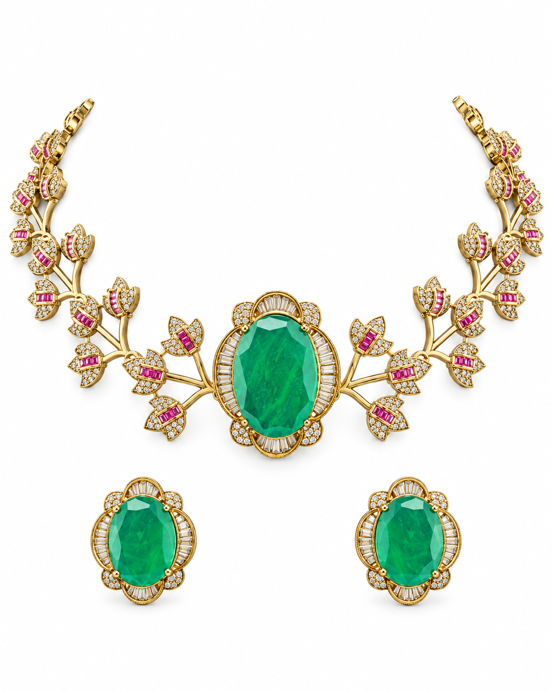 Vireya Emerald Bloom Necklace Set