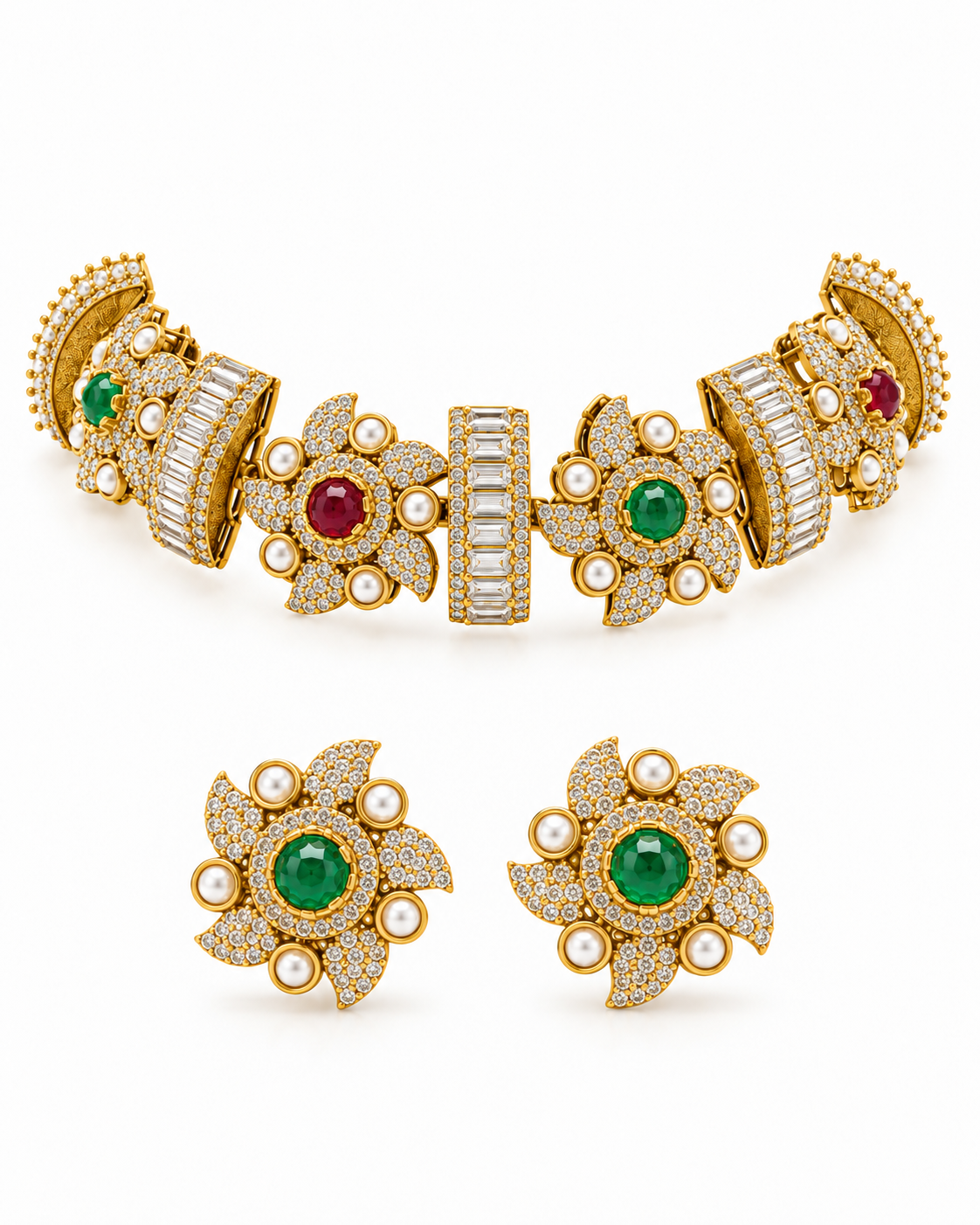 Saanvi Pinwheel Pearl Choker Set