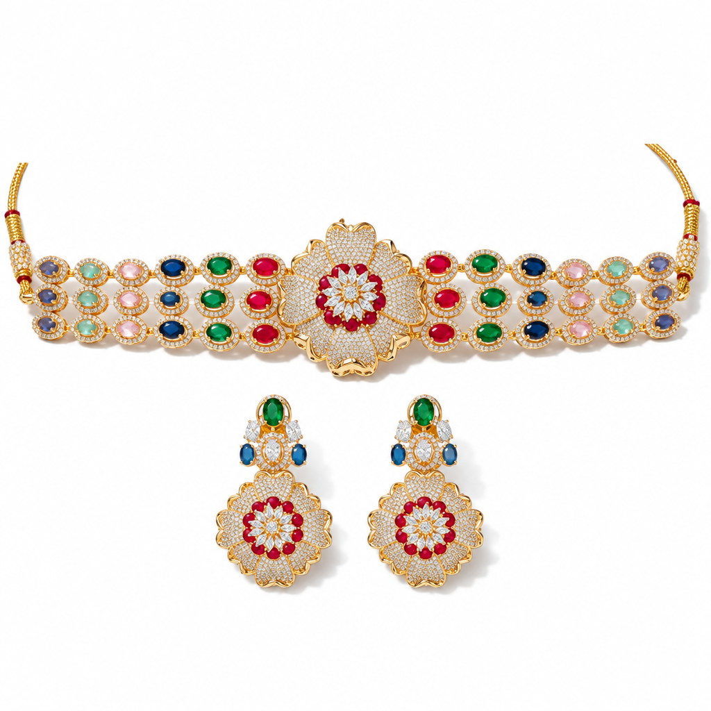Saleema Floral Halo Choker Set