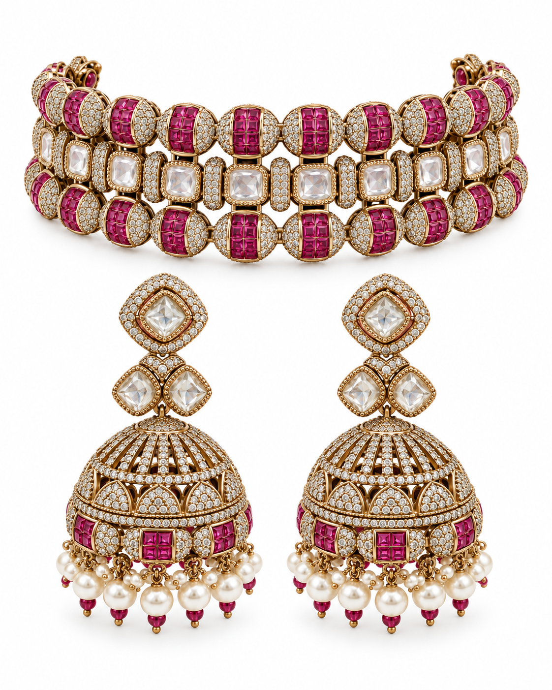 Zareen Grid Jhumki Choker Set