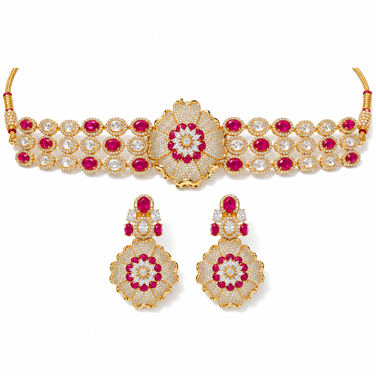 Saleema Floral Halo Choker Set