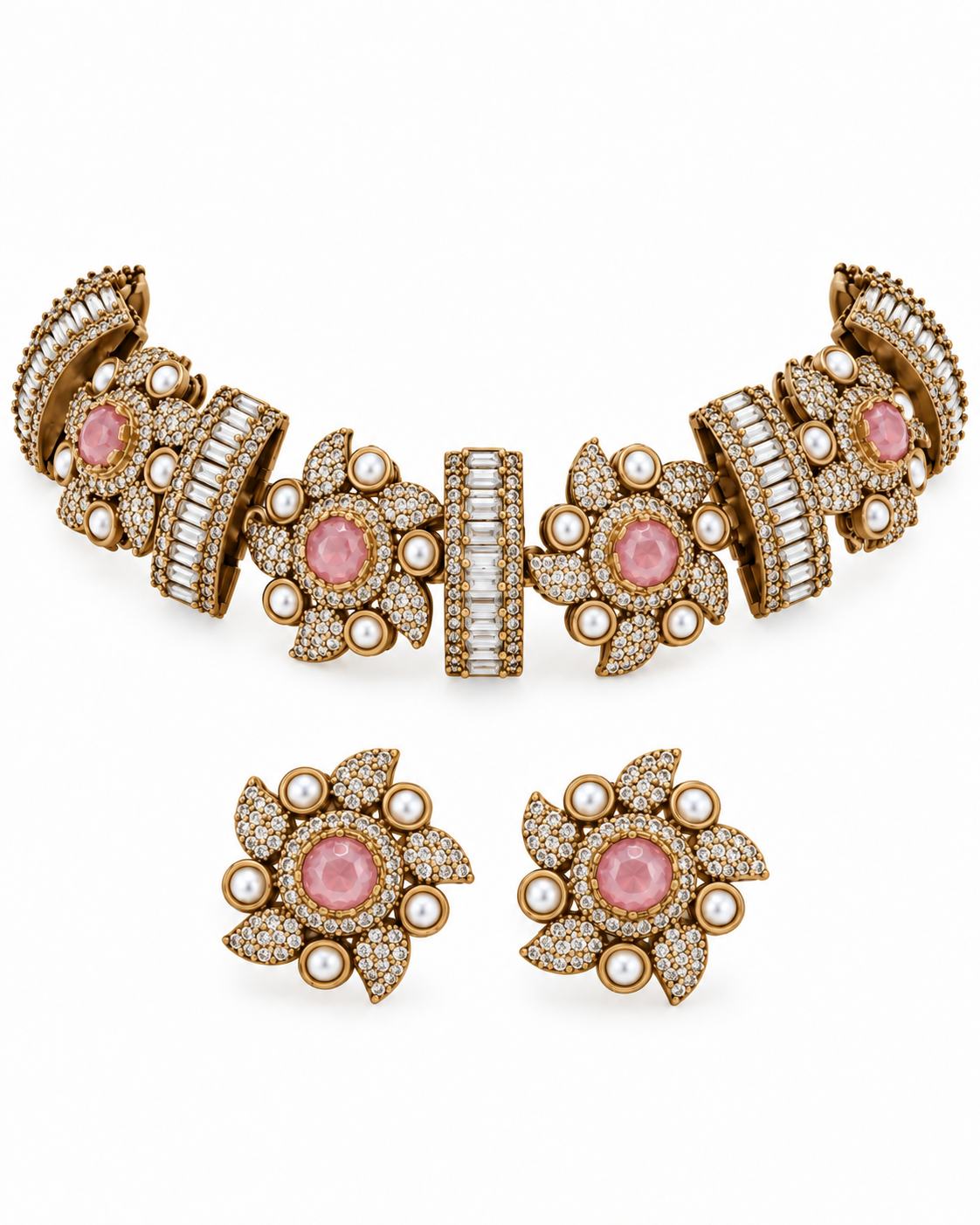 Saanvi Pinwheel Pearl Choker Set