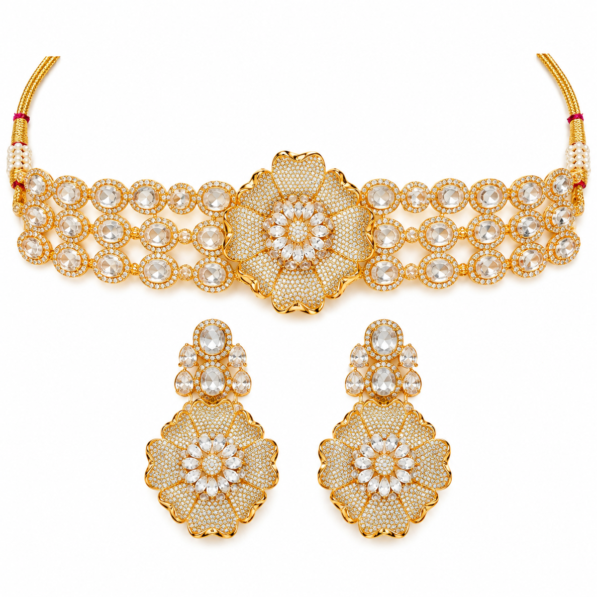 Saleema Floral Halo Choker Set