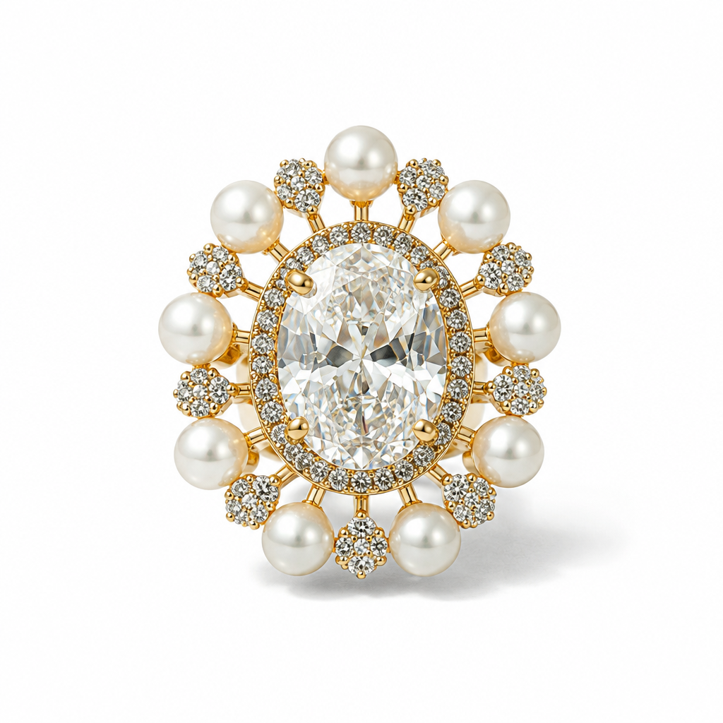 Mahira Pearl Halo Ring