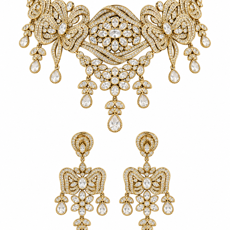 Aurelia Bow Cascade Choker Set