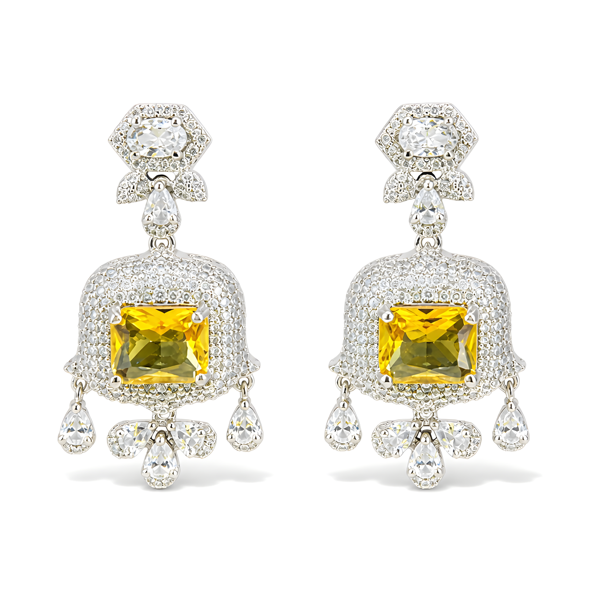 Elara Geometric Bell Drop Earrings