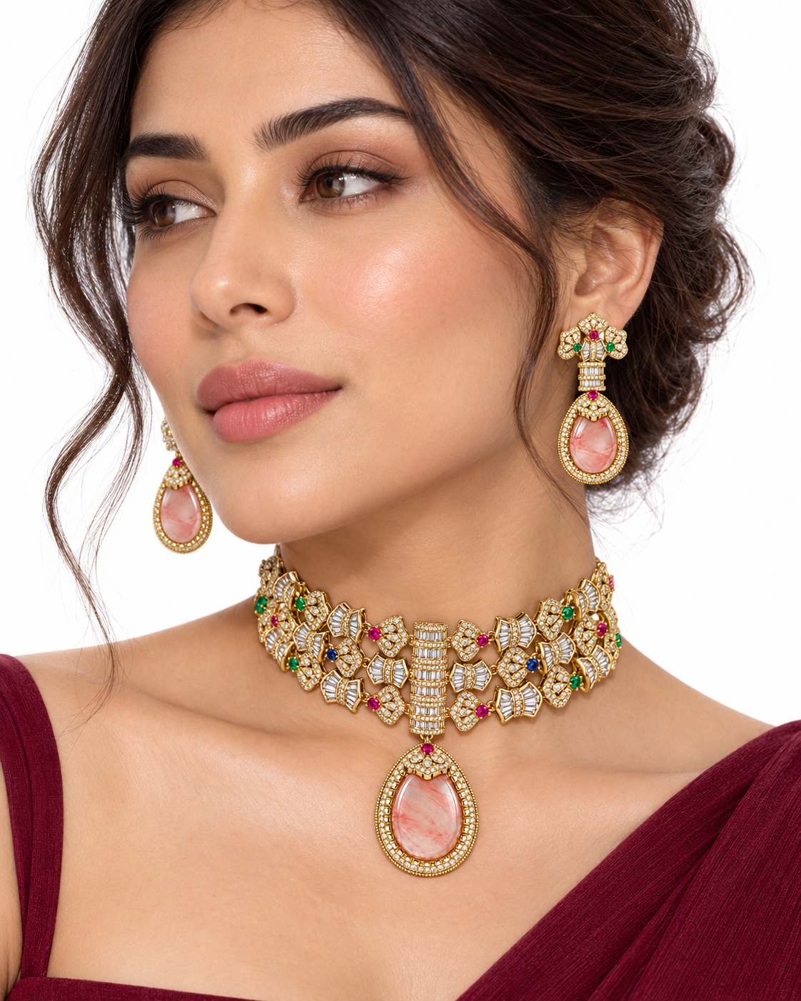 Zariya Blush Marble Choker Set