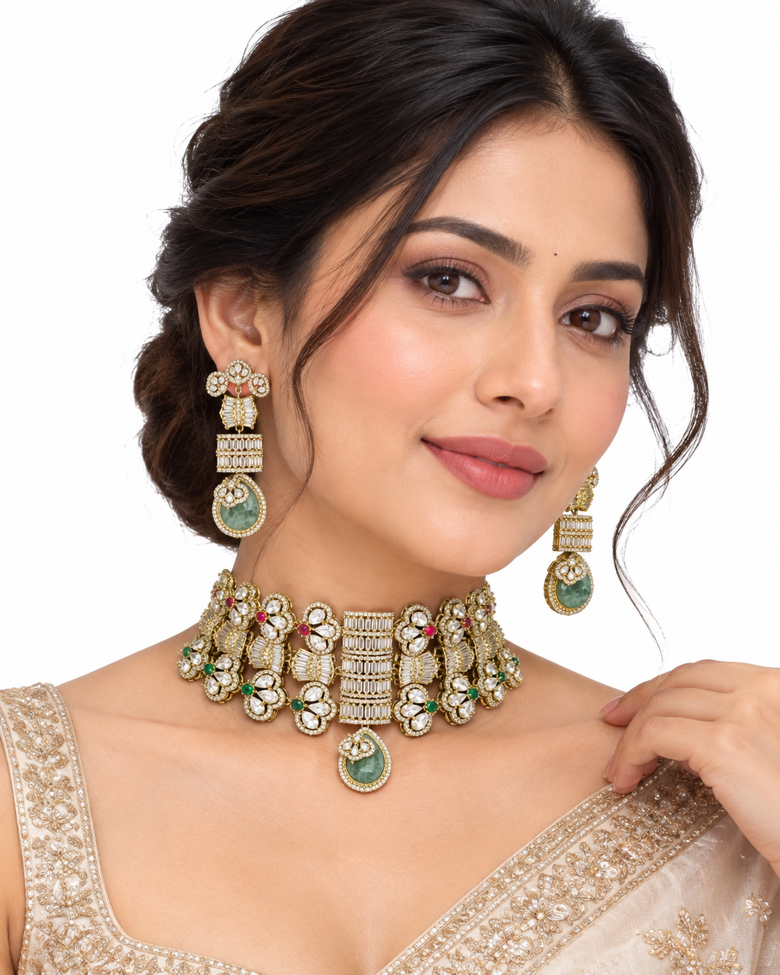 Avyara Floral Grid Choker Set