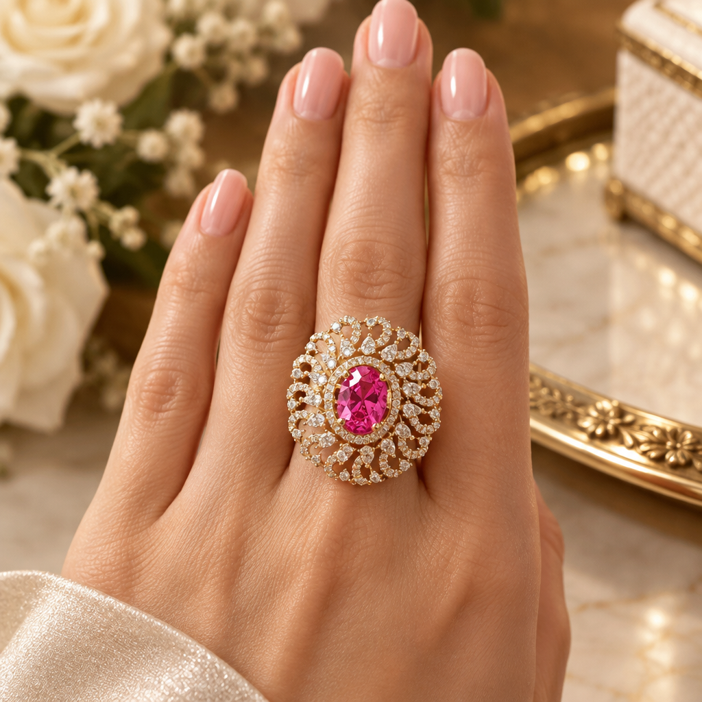 Mehrunisa Oval Lace Ring