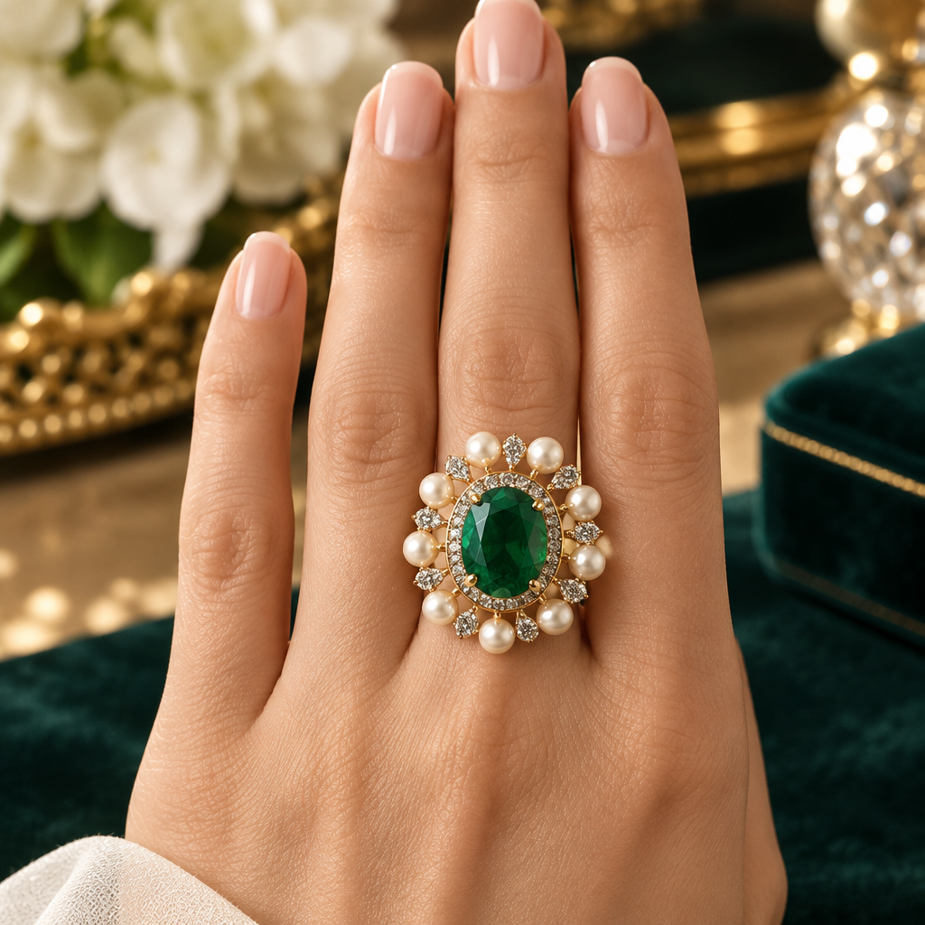 Mahira Pearl Halo Ring