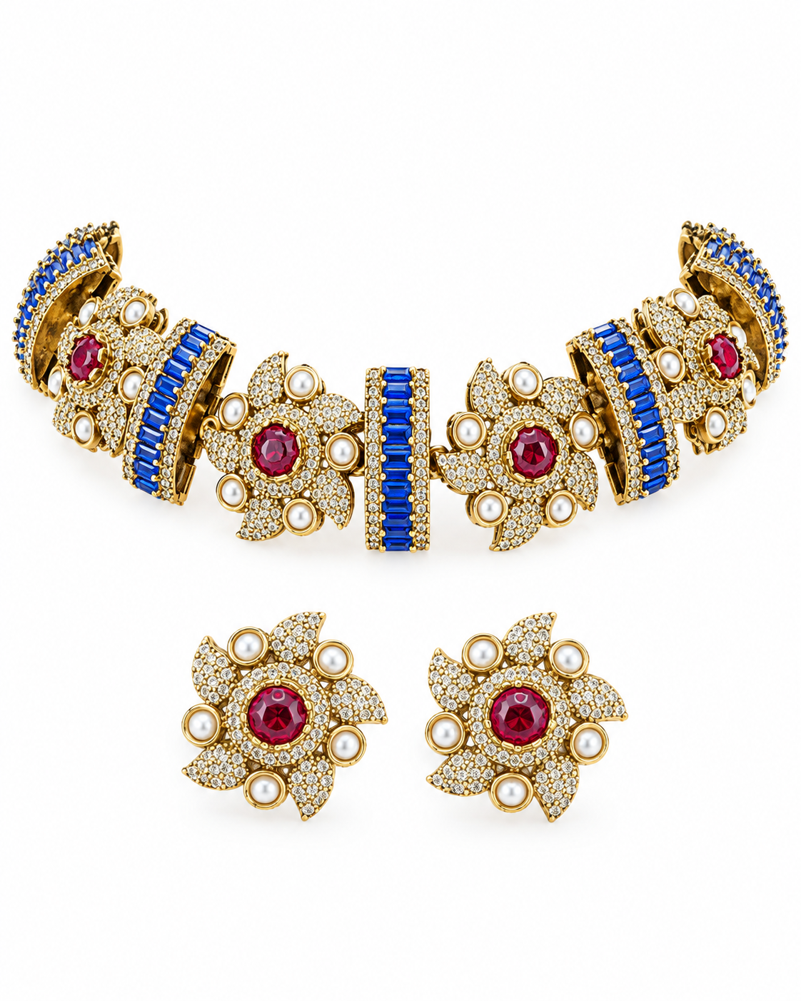 Saanvi Pinwheel Pearl Choker Set
