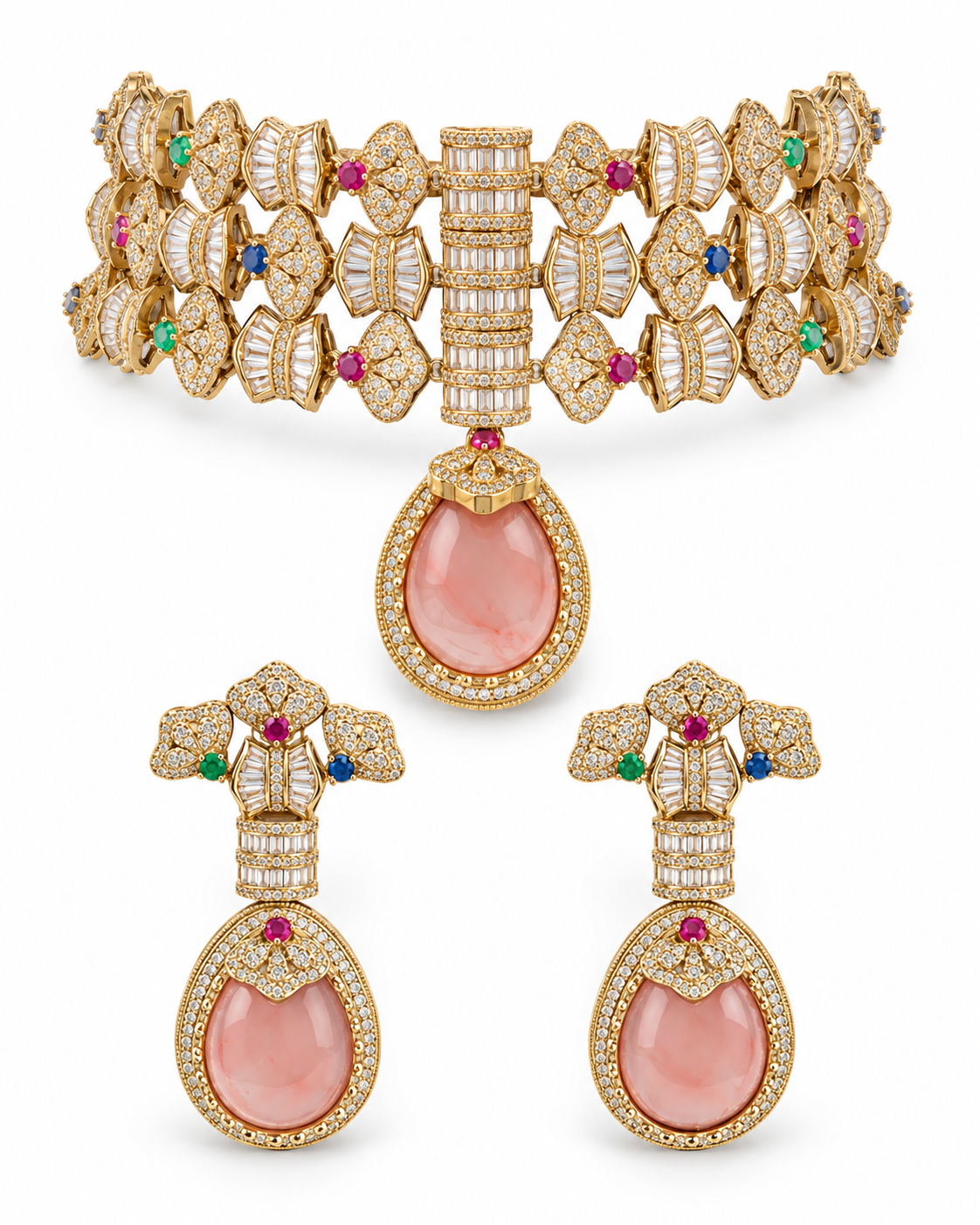 Roshera Blush Teardrop Choker Set