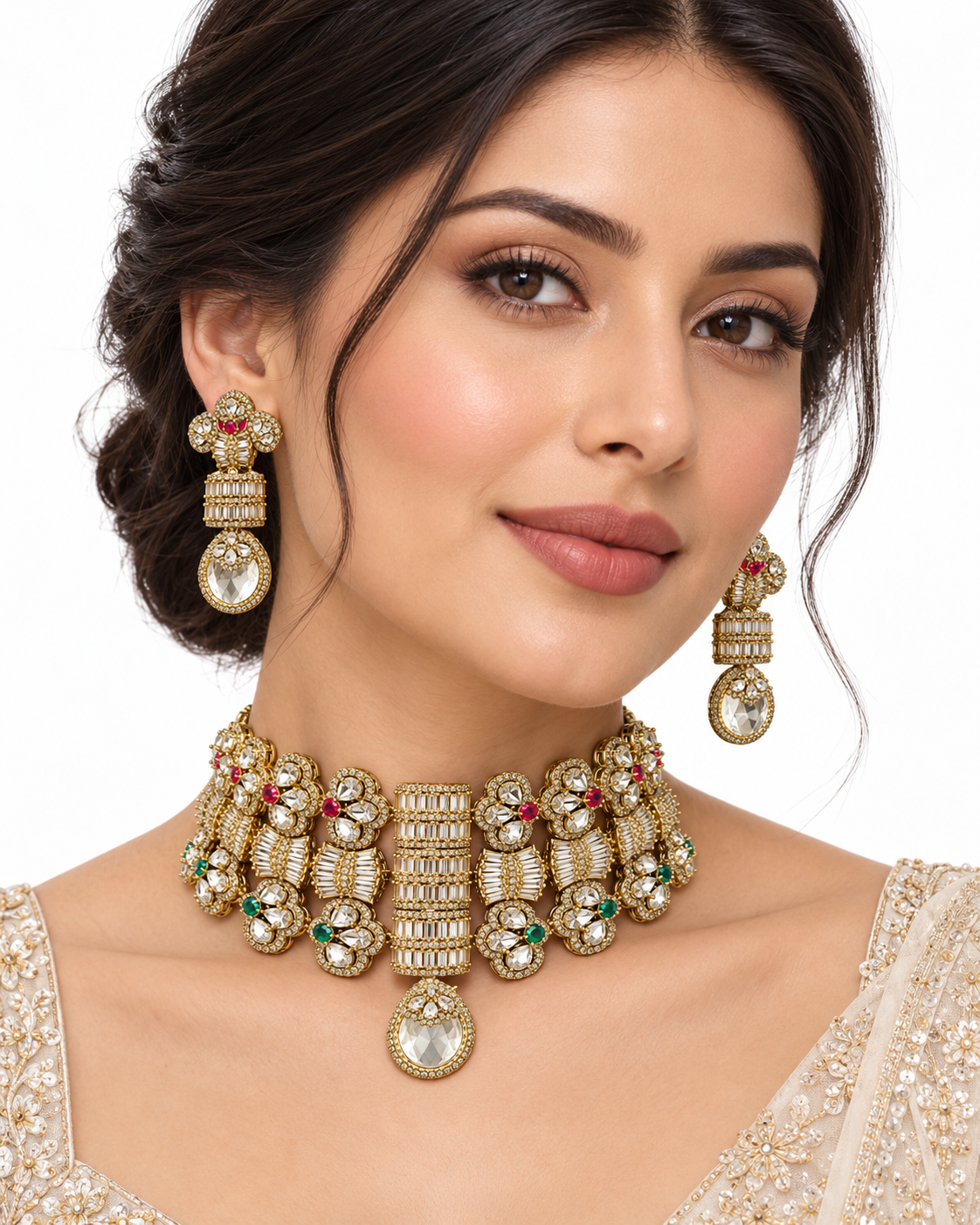 Avyara Floral Grid Choker Set