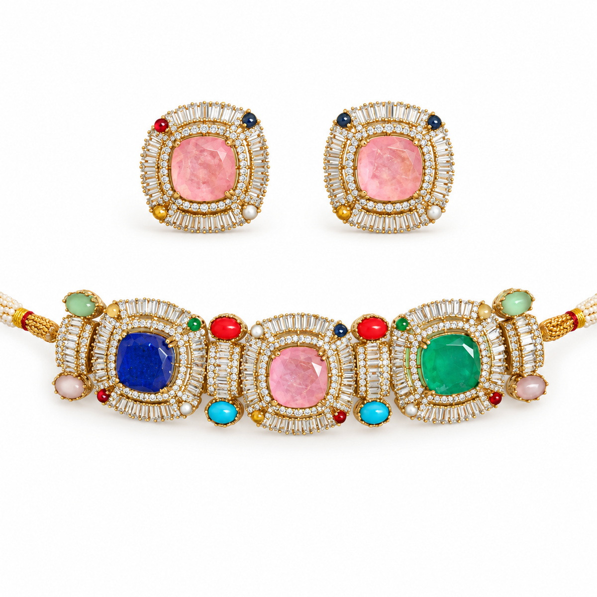 Riyana Mosaic Cabochon Choker Set