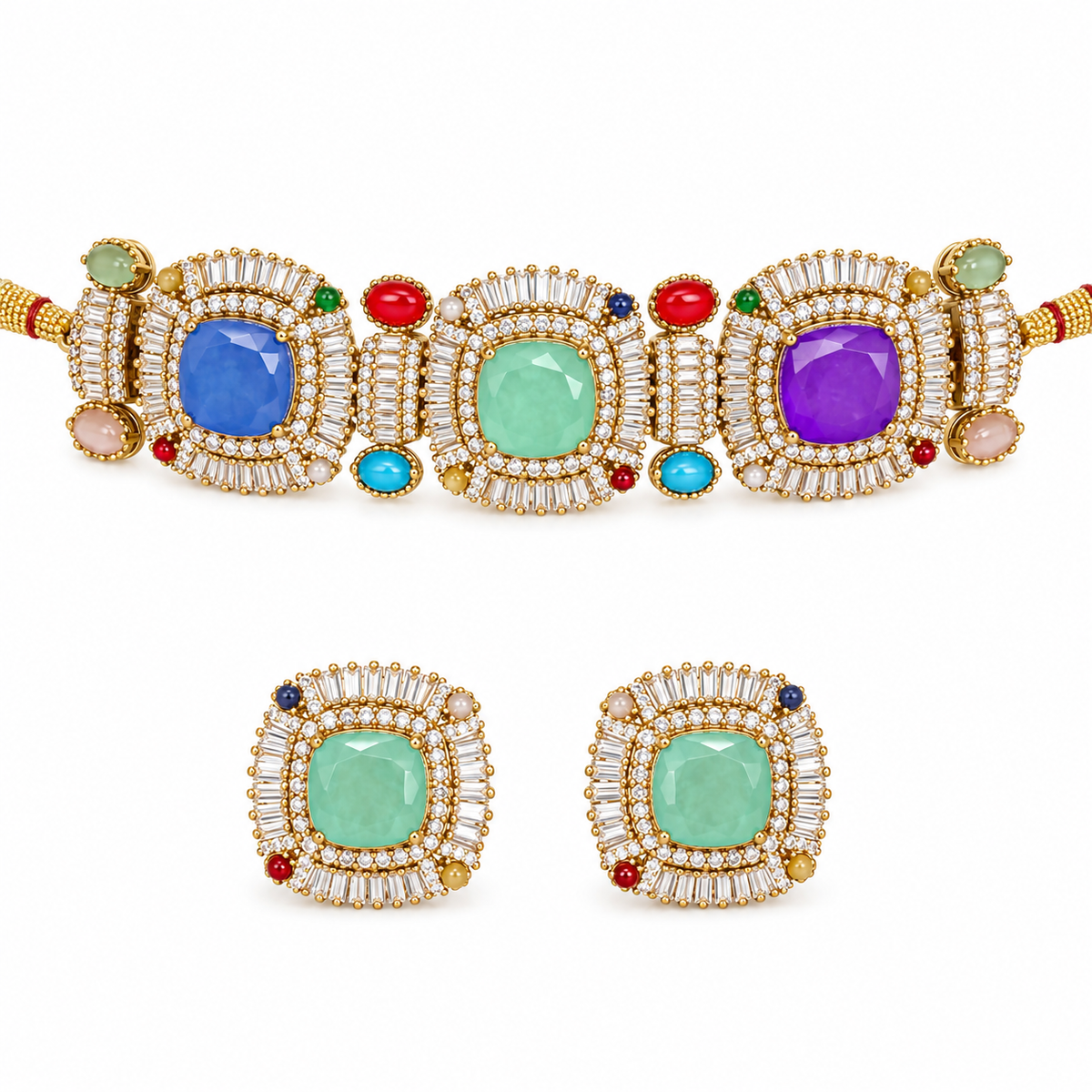 Riyana Mosaic Cabochon Choker Set