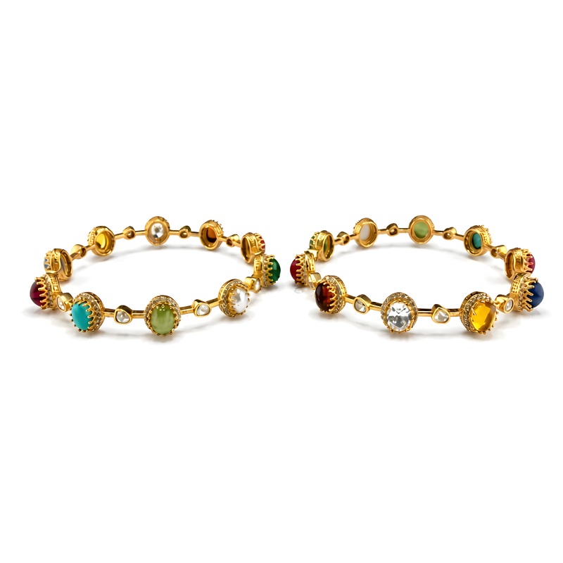 Rangoli Cabochon Bangle Pair