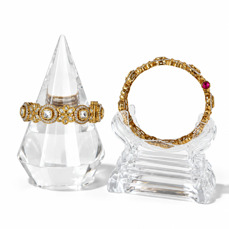 Ishani Floral Halo Openable Bangle Pair