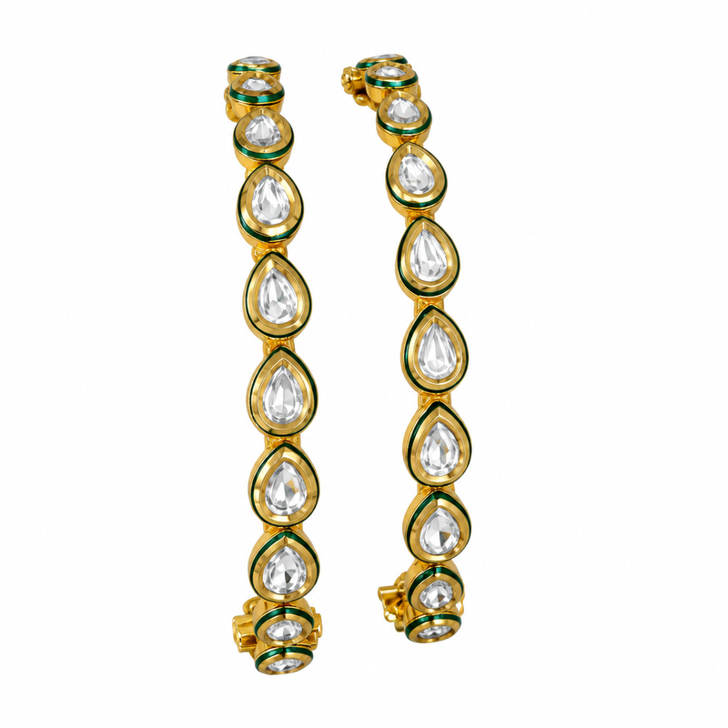 Kyra Emerald Teardrop Openable Bangle Pair