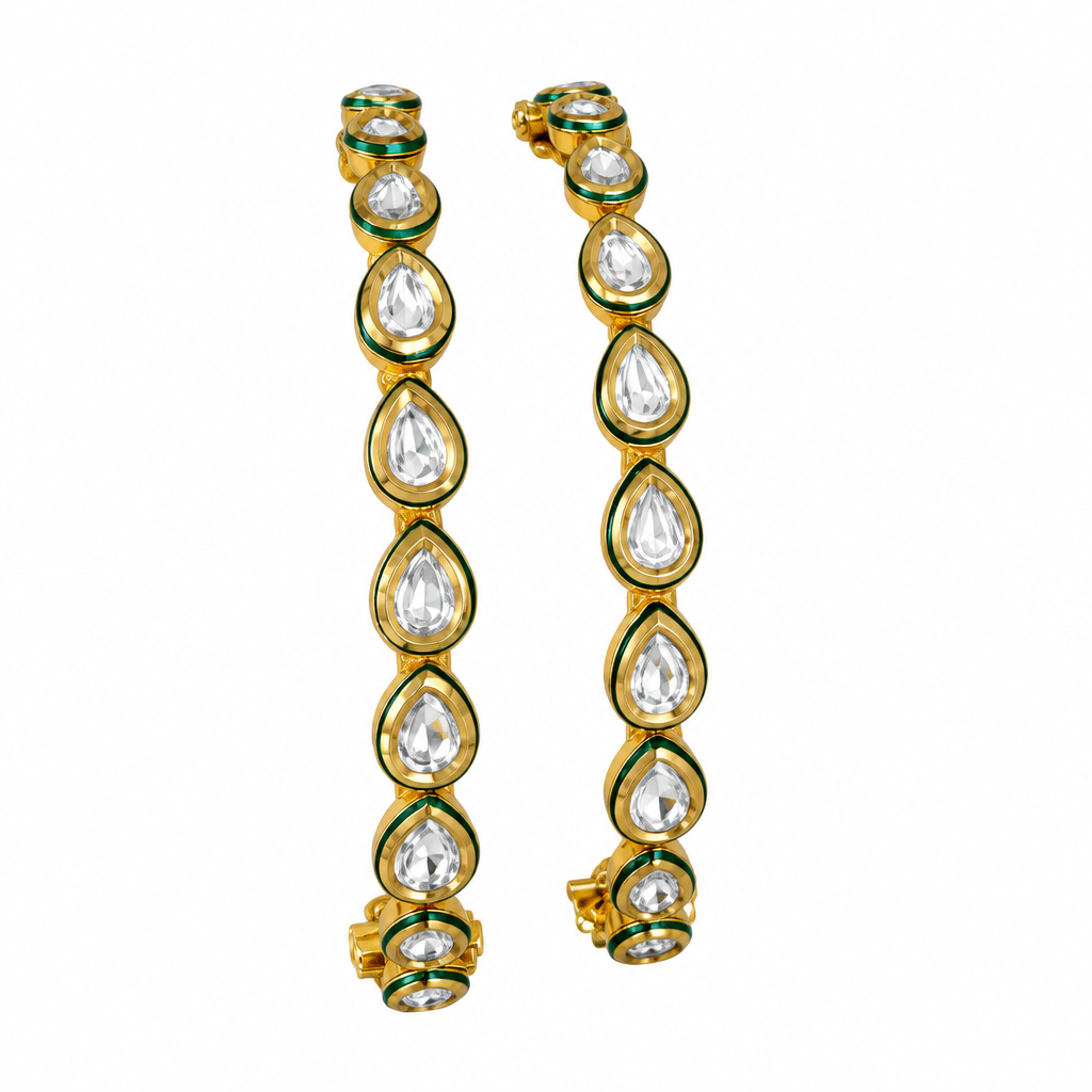 Kyra Emerald Teardrop Openable Bangle Pair