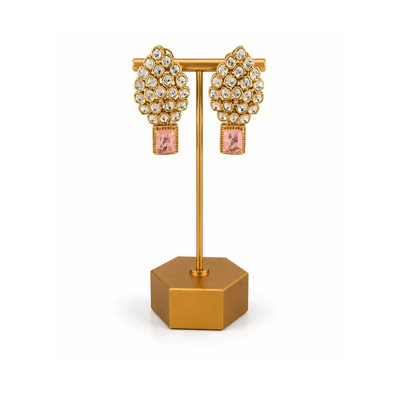 Blush Cascade Kundan Drops