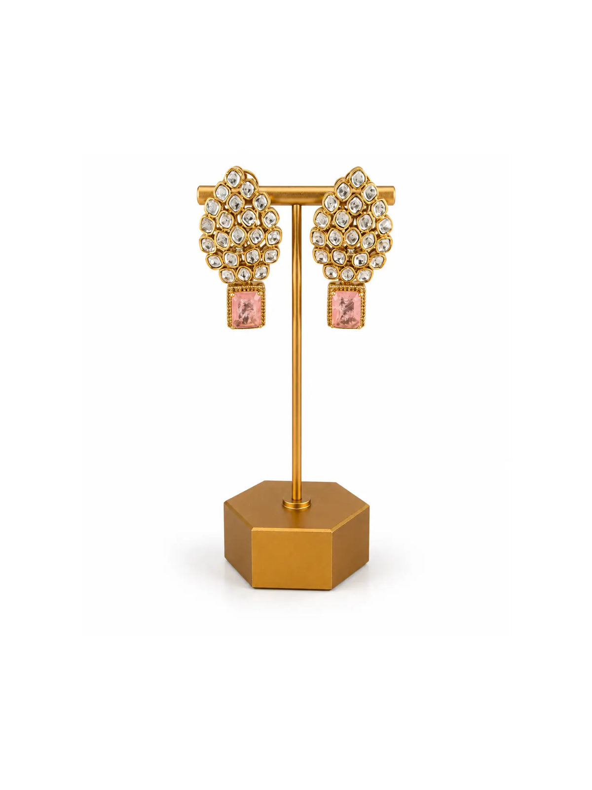 Blush Cascade Kundan Drops