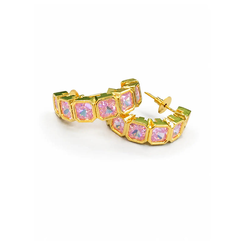 Candy Blush Crystal Luxe Hoop Earrings