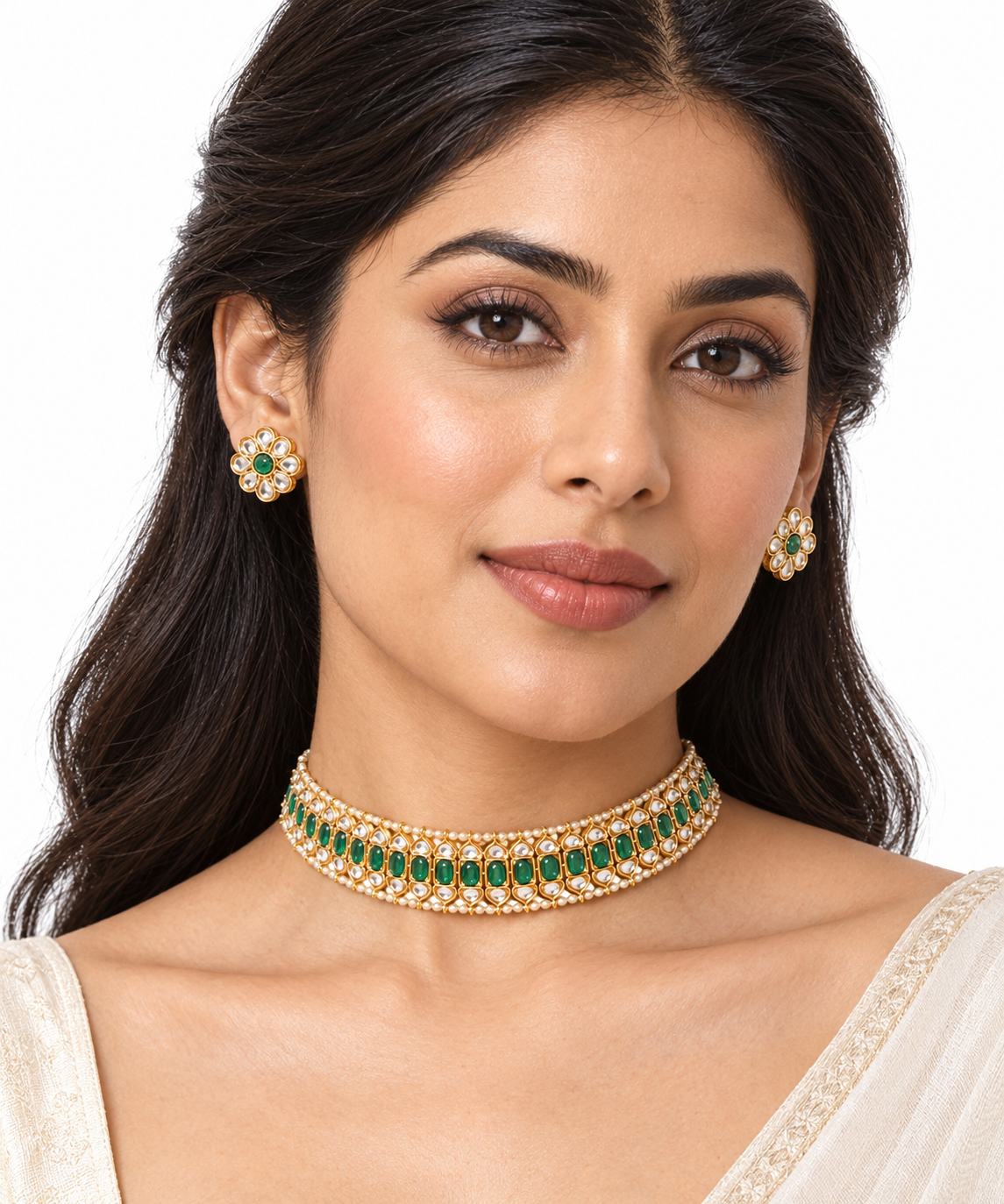 Nivara Pearl Grid Choker Set