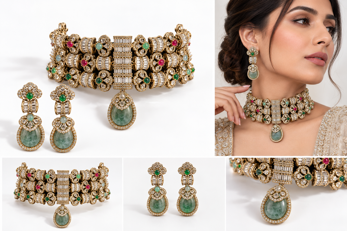 Avyara Floral Grid Choker Set