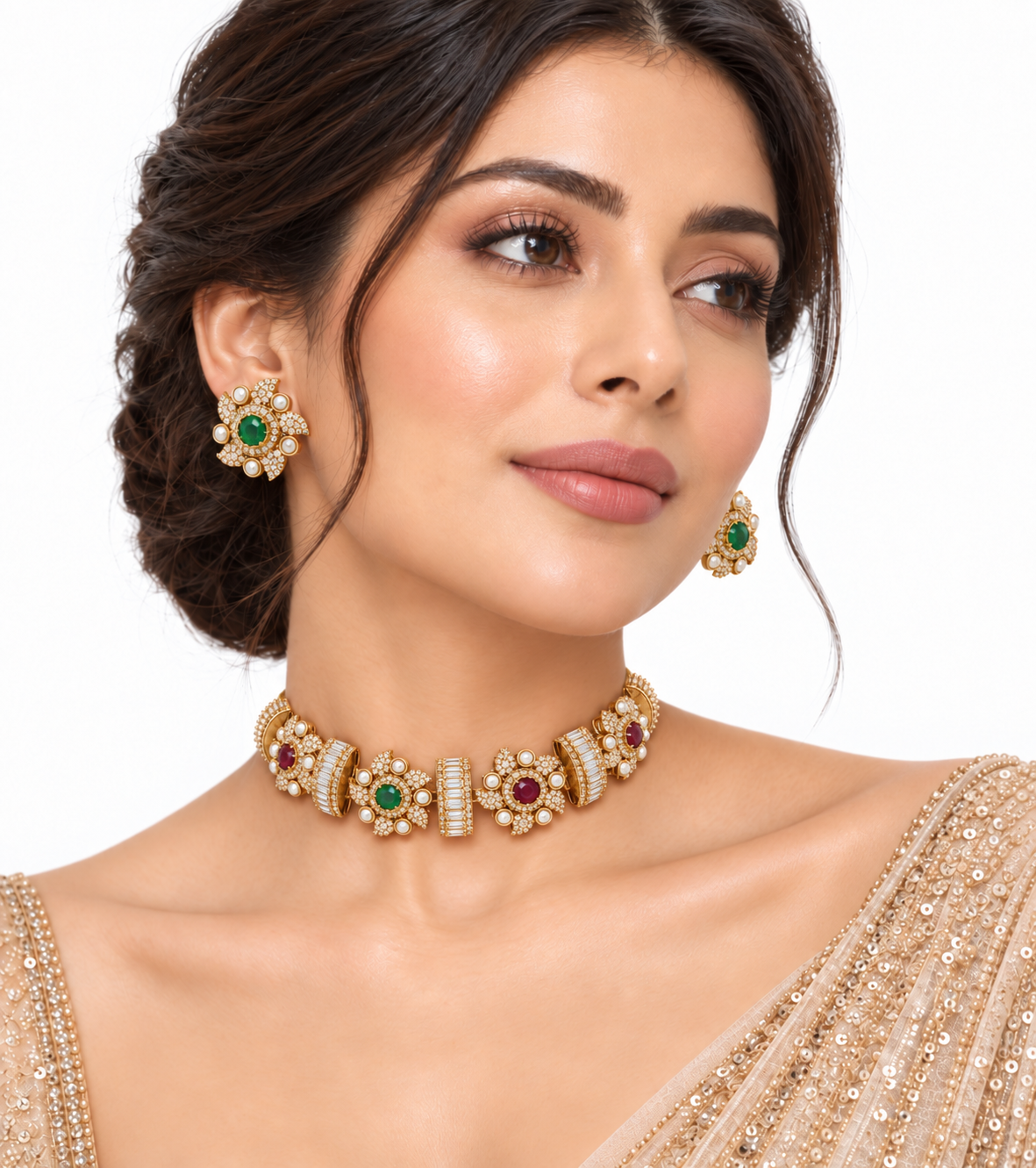 Saanvi Pinwheel Pearl Choker Set