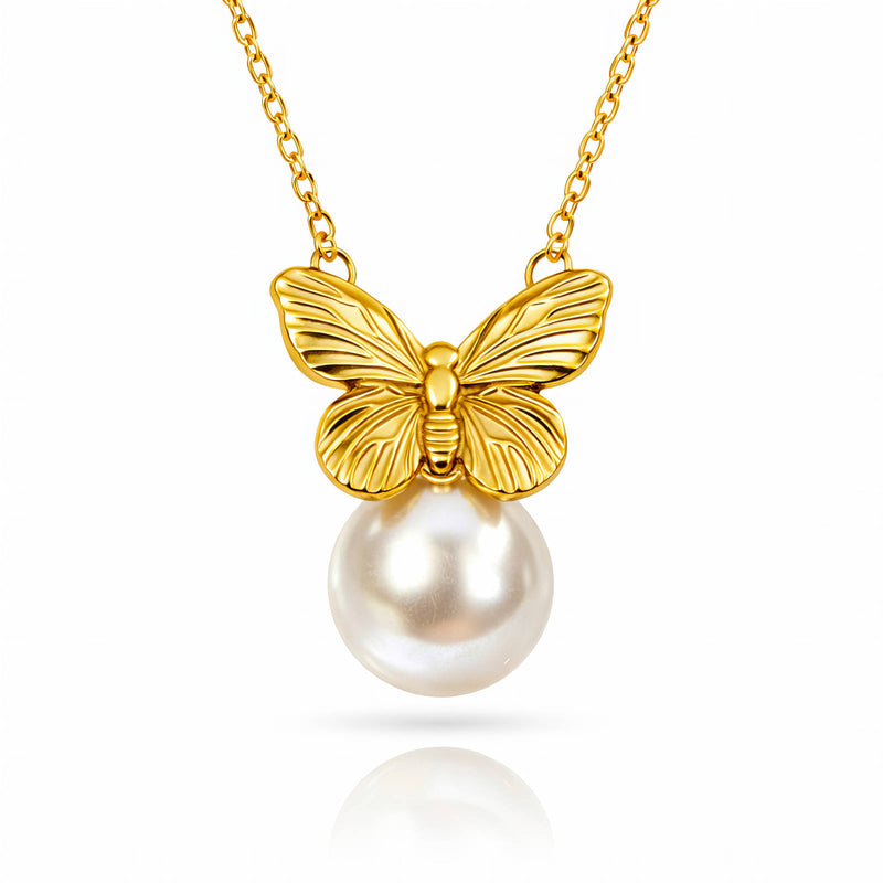 Emily Pearl Butterfly Necklace
