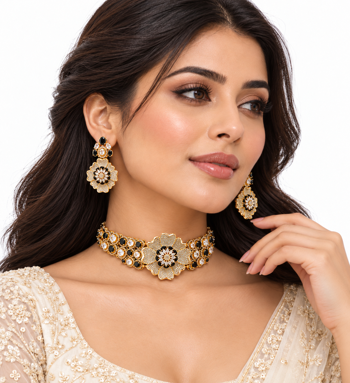 Saleema Floral Halo Choker Set