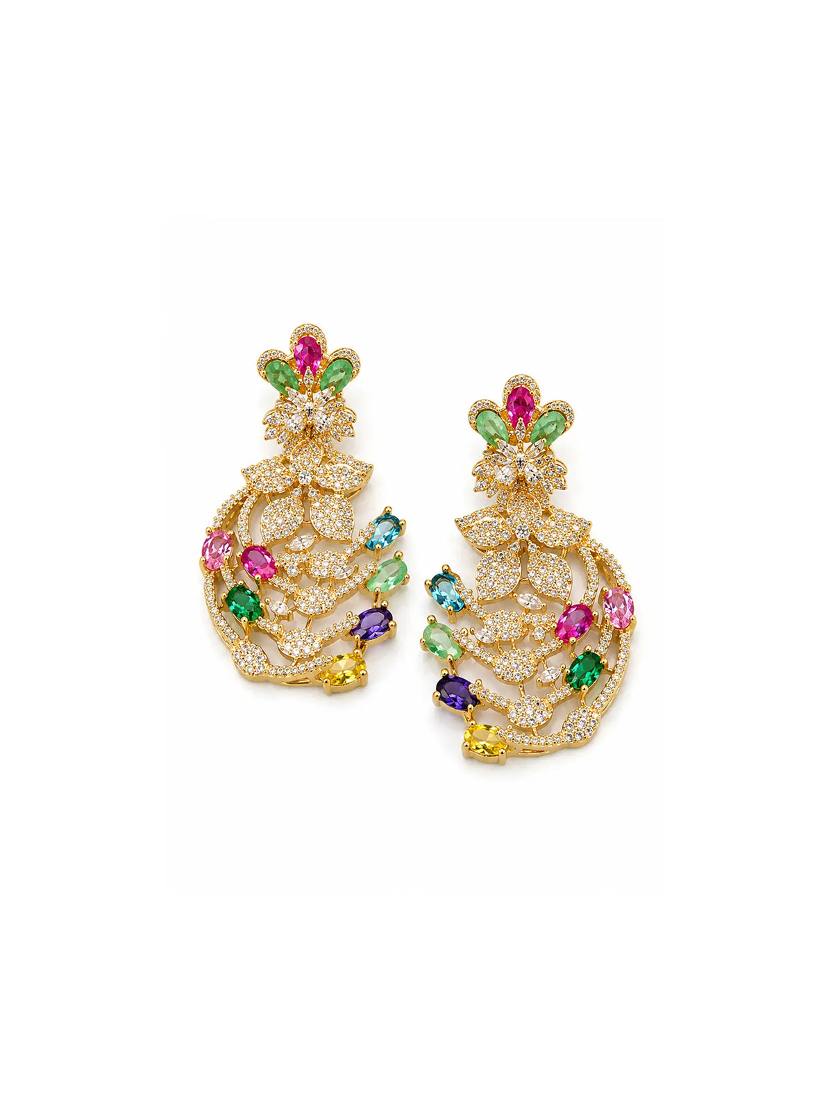 Garden Bloom Designer-Inspired Statement Earrings (Multicolor)