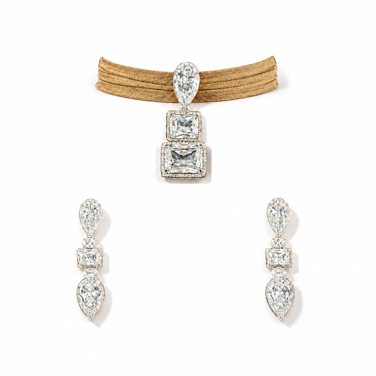 Talia Bronze Baguette Collar Set
