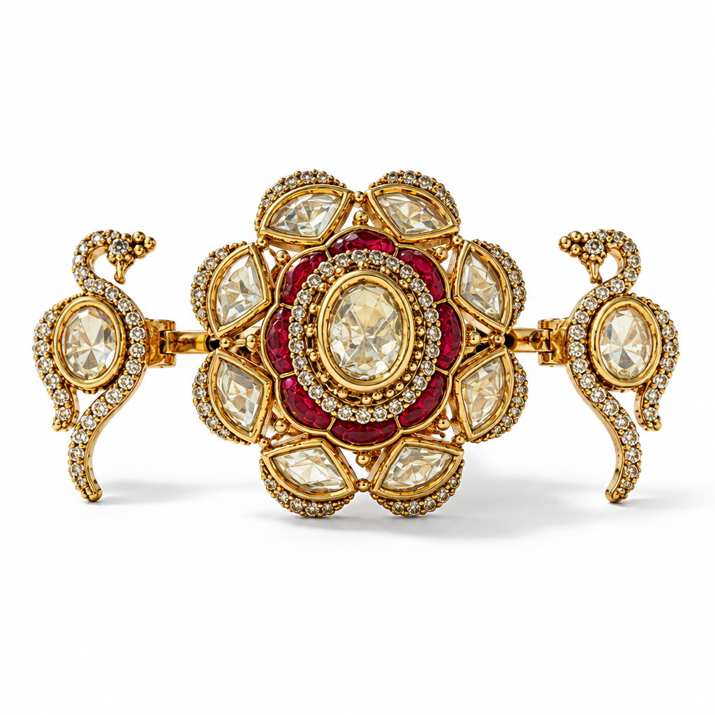 Mayura Maroon Peacock Ring