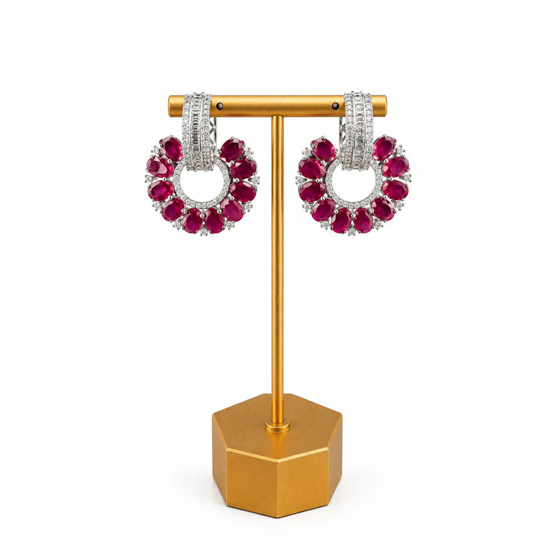 Ruby Halo Luxe Hoops
