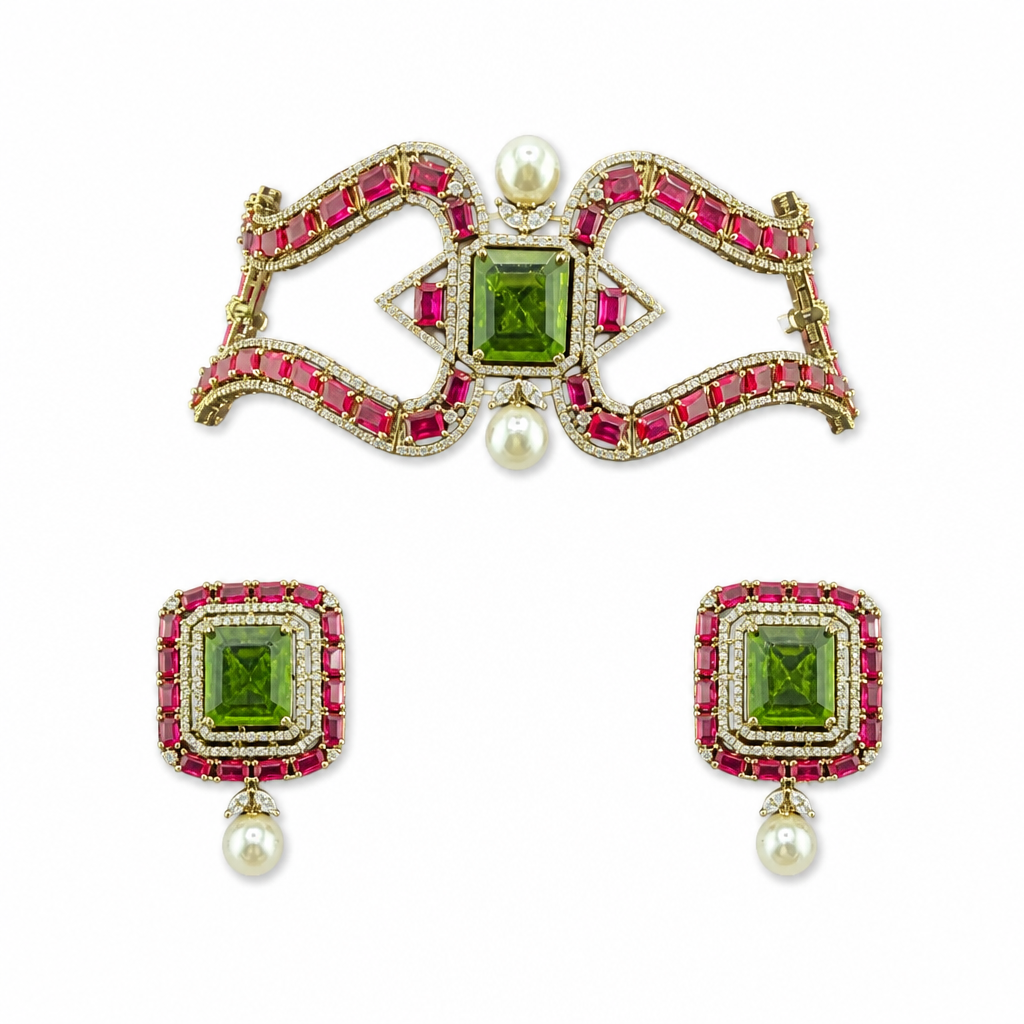 Zalika Enamel Ribbon Choker Set