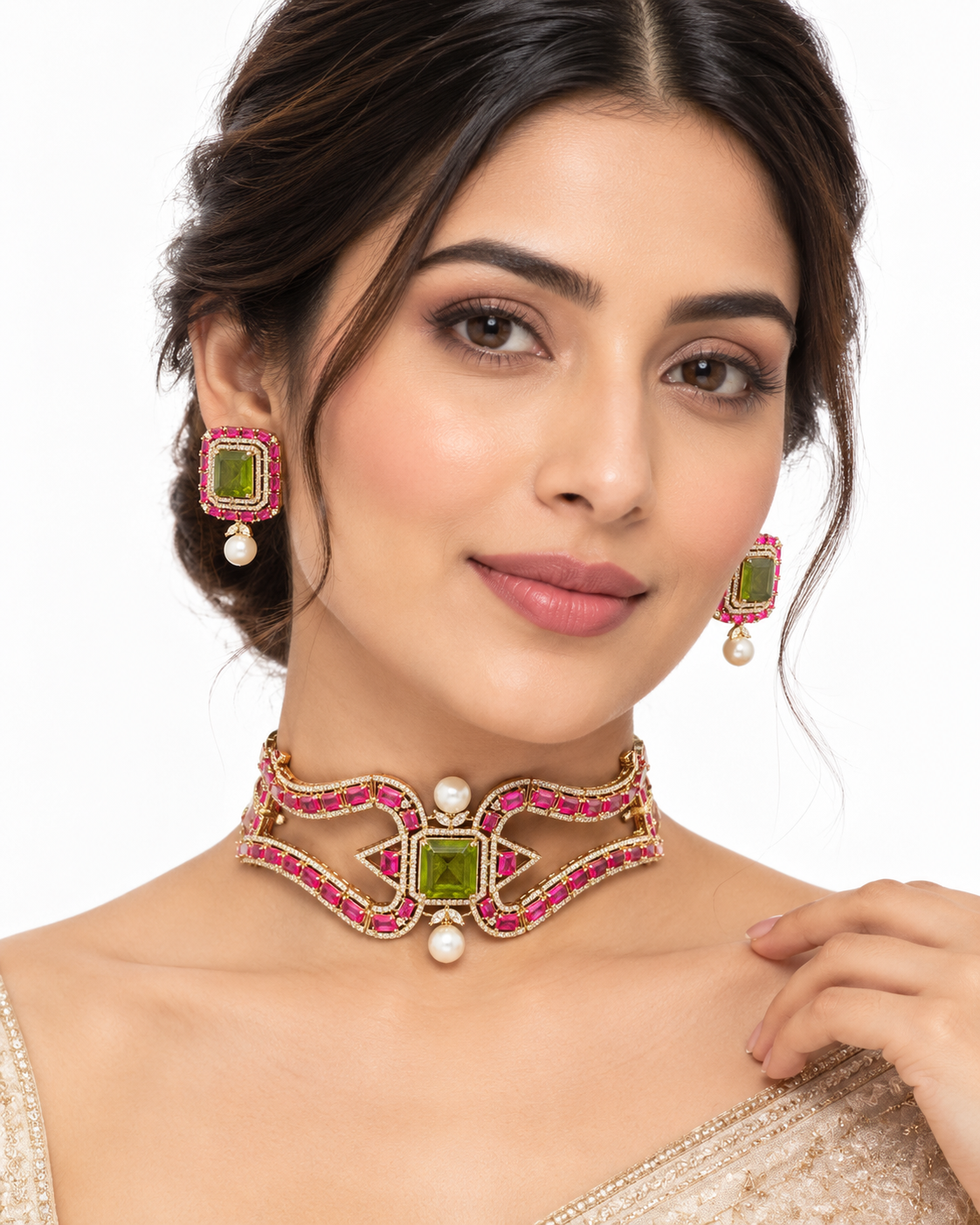 Zalika Enamel Ribbon Choker Set