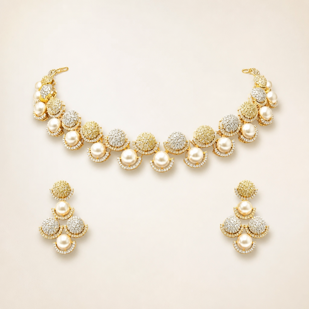 Amaya Pearl Halo Necklace Set
